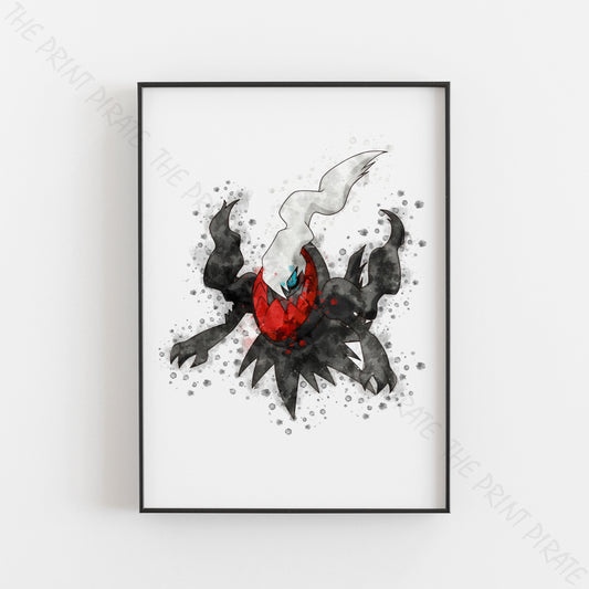 Pokemon 'DARKRAI' Watercolour Splash Wall Art Print