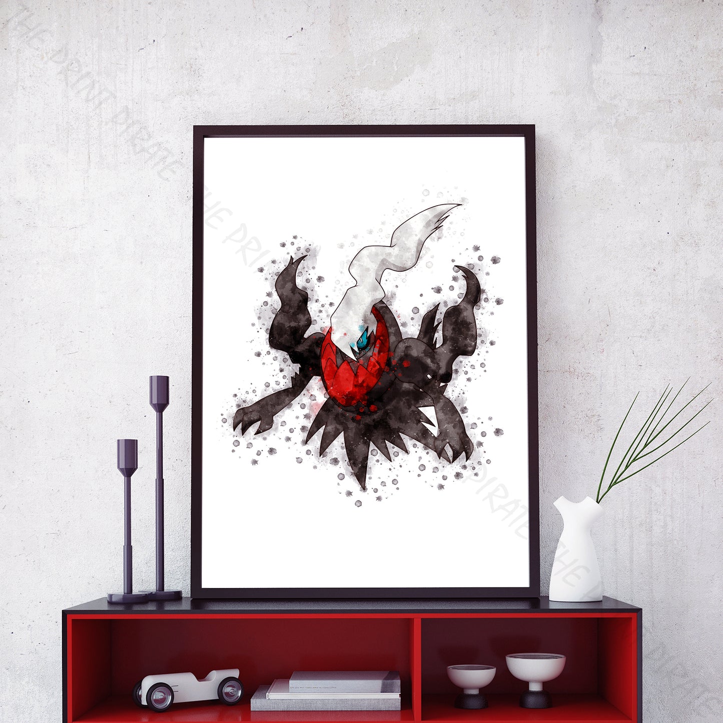 Pokemon 'DARKRAI' Watercolour Splash Wall Art Print