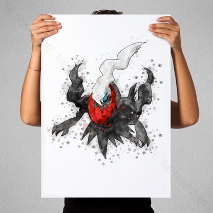 Pokemon 'DARKRAI' Watercolour Splash Wall Art Print