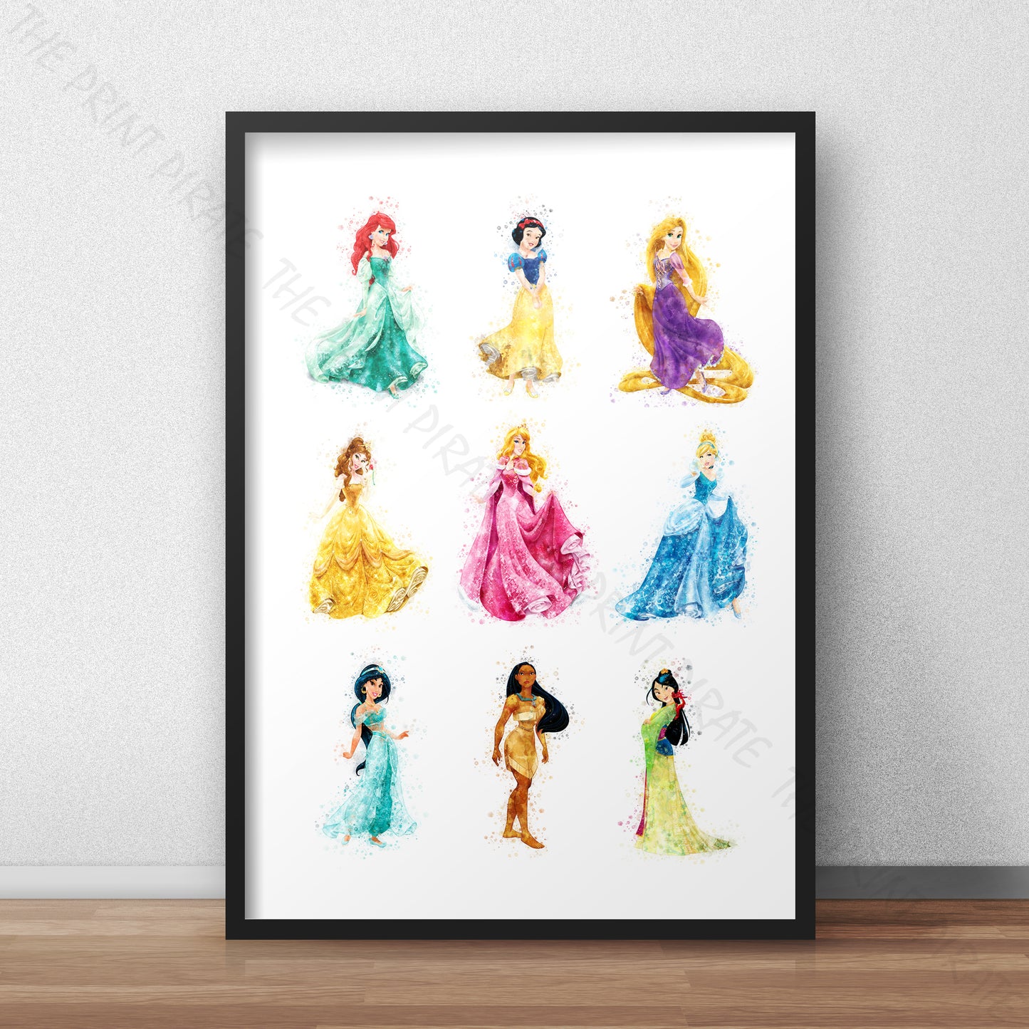 Disney 'CLASSIC PRINCESS GROUP' Princess Watercolour Splash Wall Art Print