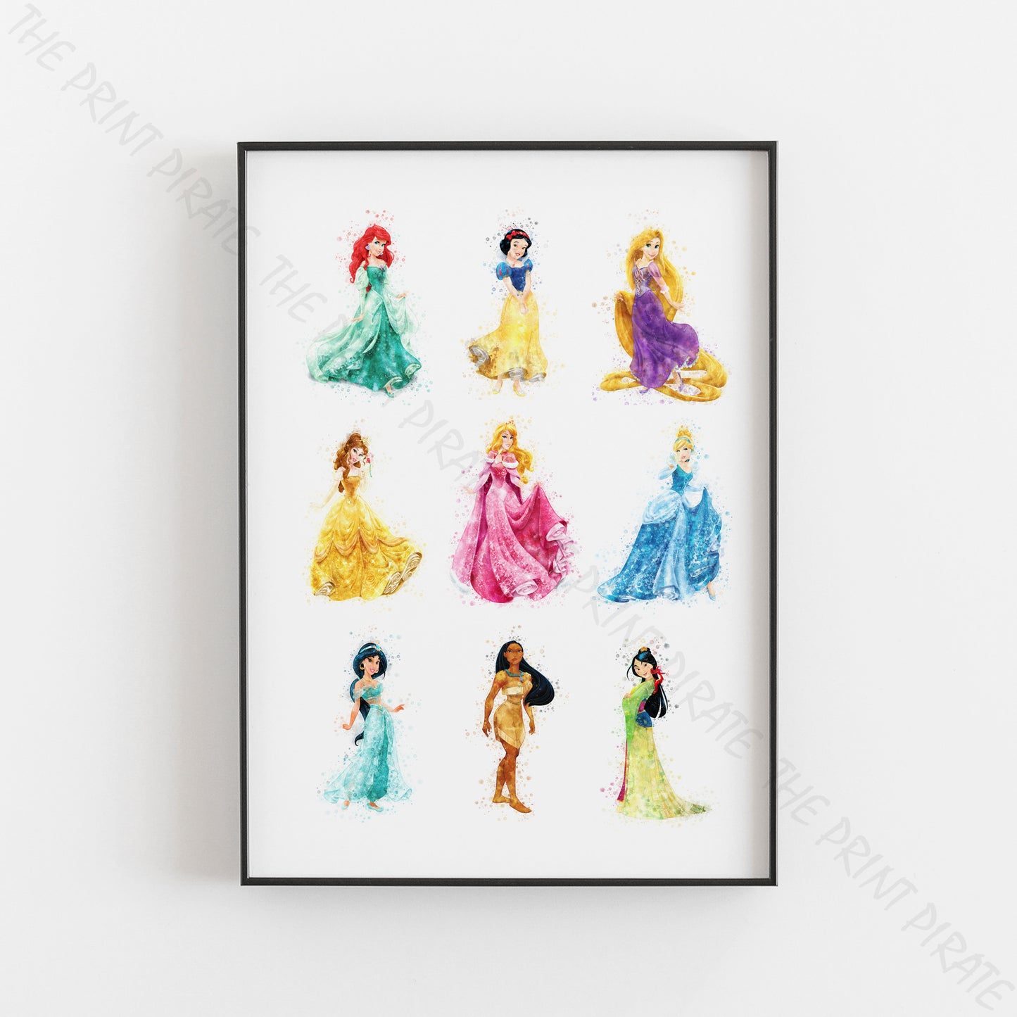 Disney 'CLASSIC PRINCESS GROUP' Princess Watercolour Splash Wall Art Print