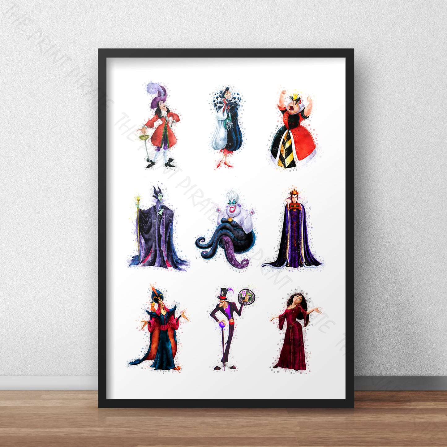 Disney 'CLASSIC VILLAINS GROUP' Princess Watercolour Splash Wall Art Print