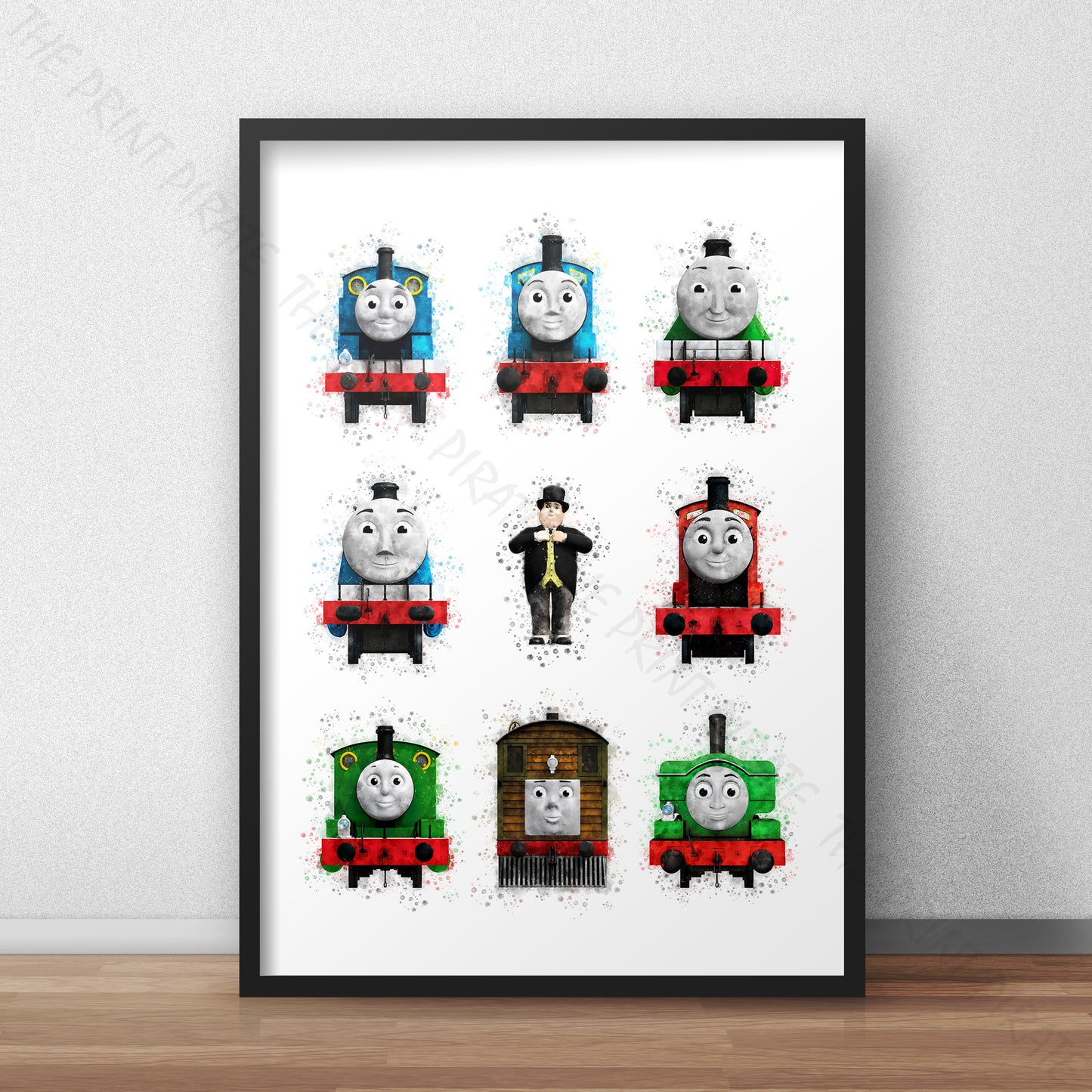 Thomas and Friends 'THOMAS ENGINES GROUP' Watercolour Splash Wall Art Print