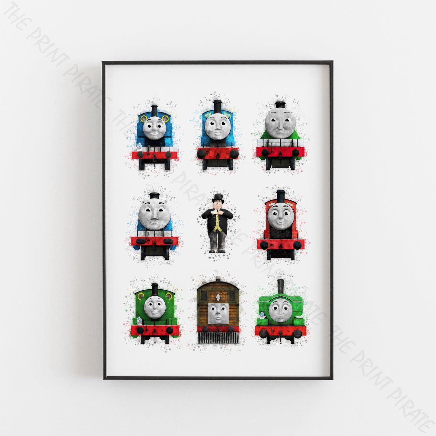 Thomas and Friends 'THOMAS ENGINES GROUP' Watercolour Splash Wall Art Print