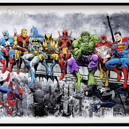 Custom Print 'SUPERHEROES LUNCH' Watercolour Splash Wall Art Print