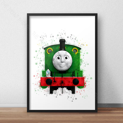 Thomas and Friends 'PERCY' Watercolour Splash Wall Art Print