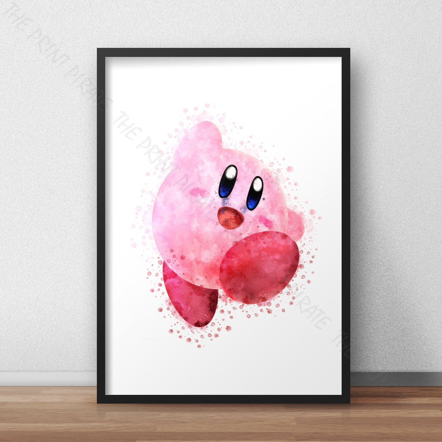 Gaming 'KIRBY' character Watercolour Splash Wall Art Print