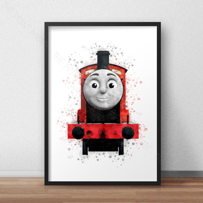 Thomas and Friends 'JAMES' Watercolour Splash Wall Art Print