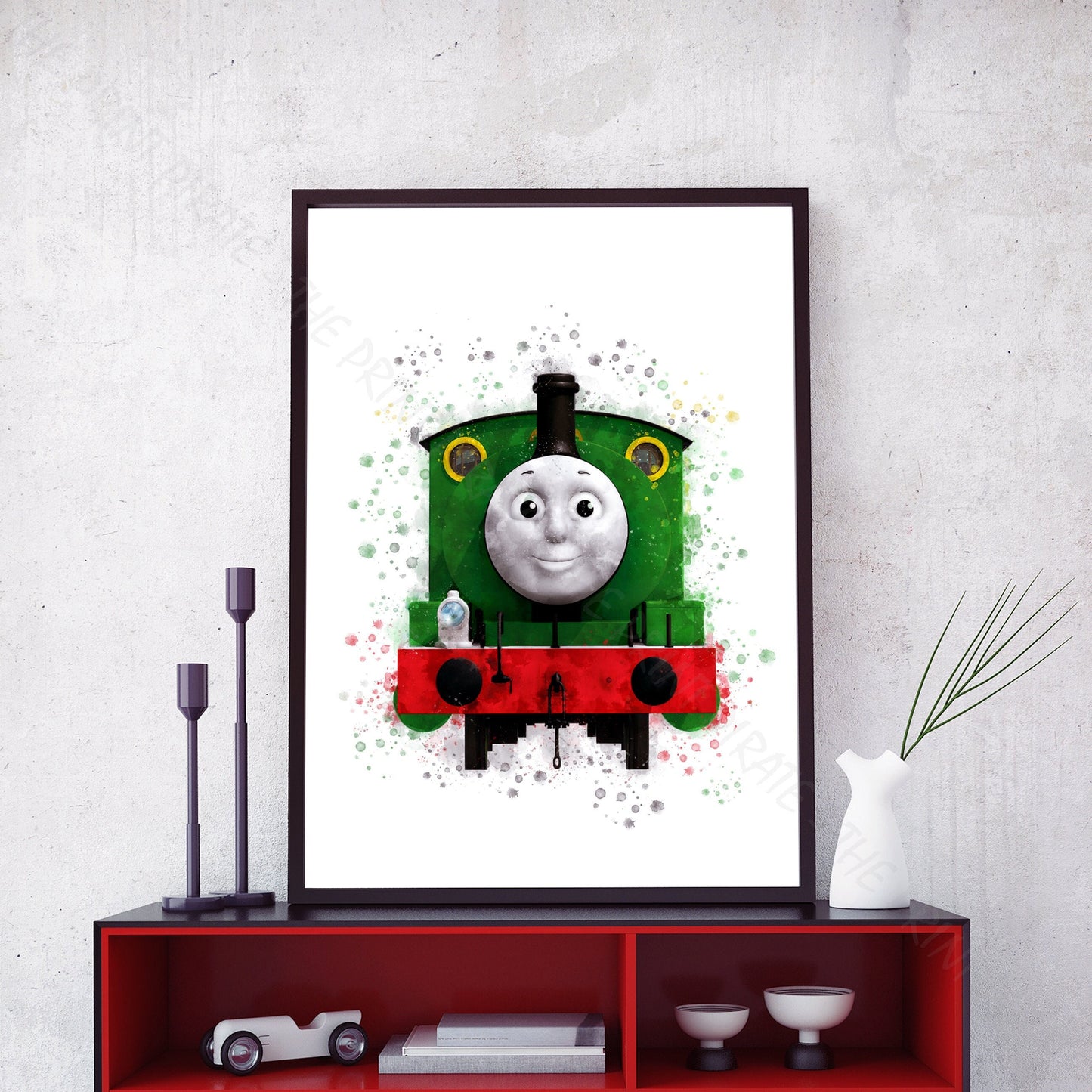 Thomas and Friends 'PERCY' Watercolour Splash Wall Art Print