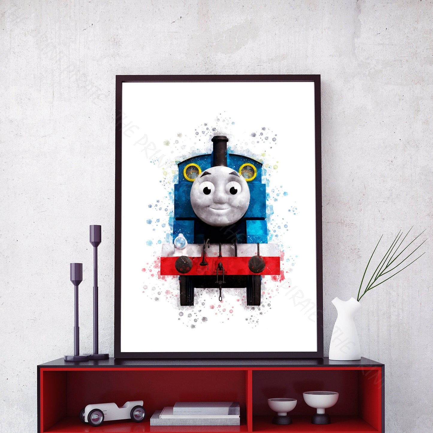 Thomas and Friends 'THOMAS' Watercolour Splash Wall Art Print