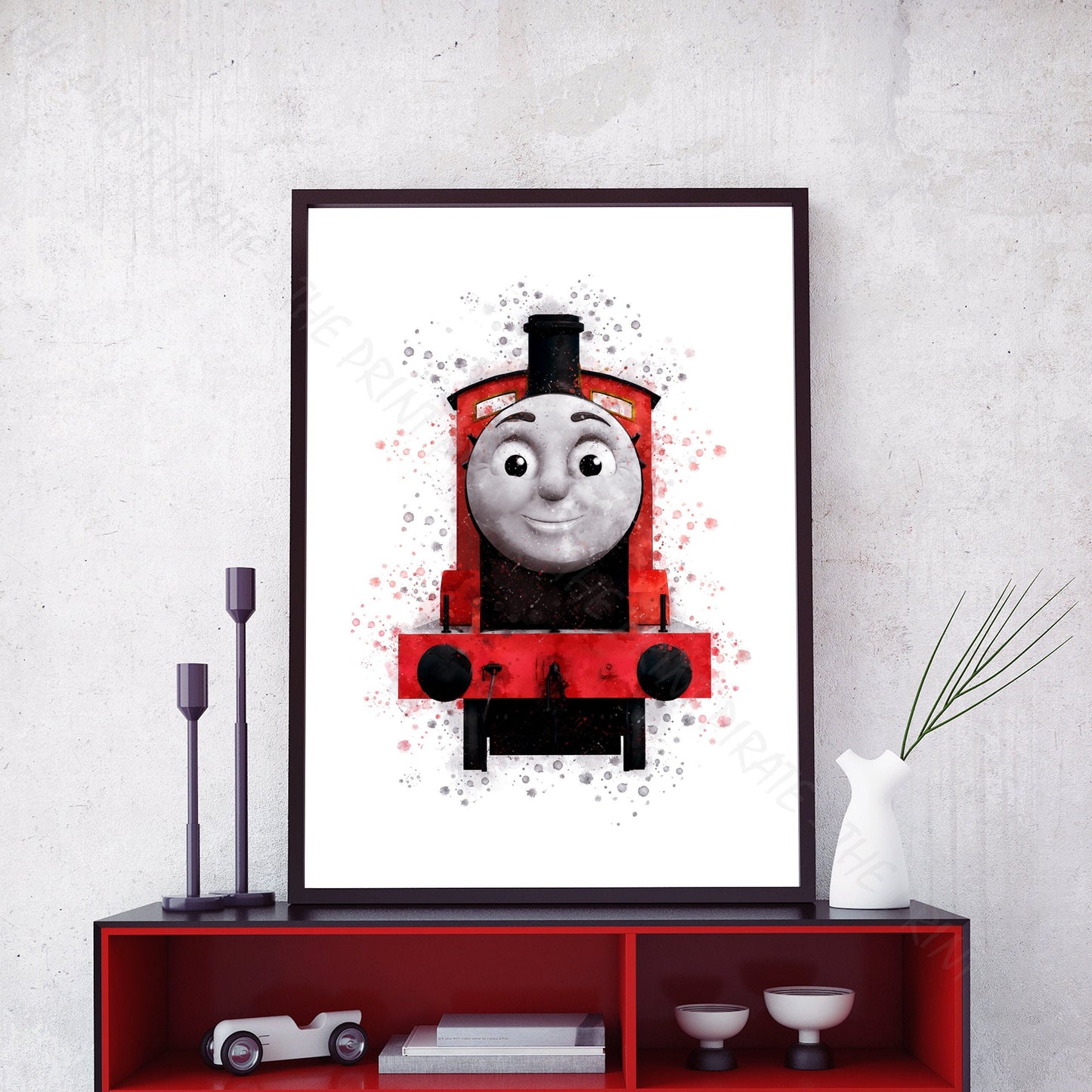 Thomas and Friends 'JAMES' Watercolour Splash Wall Art Print