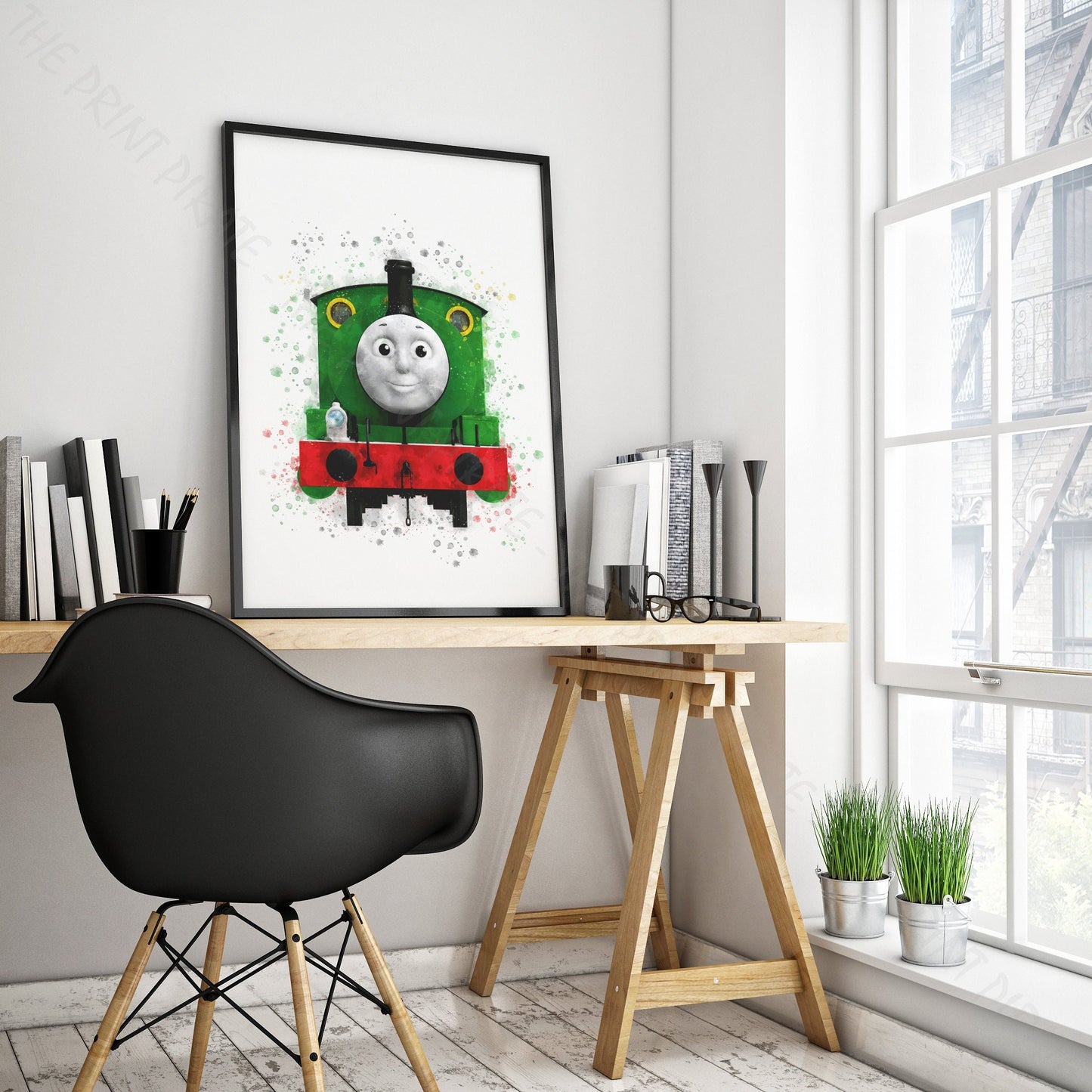 Thomas and Friends 'PERCY' Watercolour Splash Wall Art Print