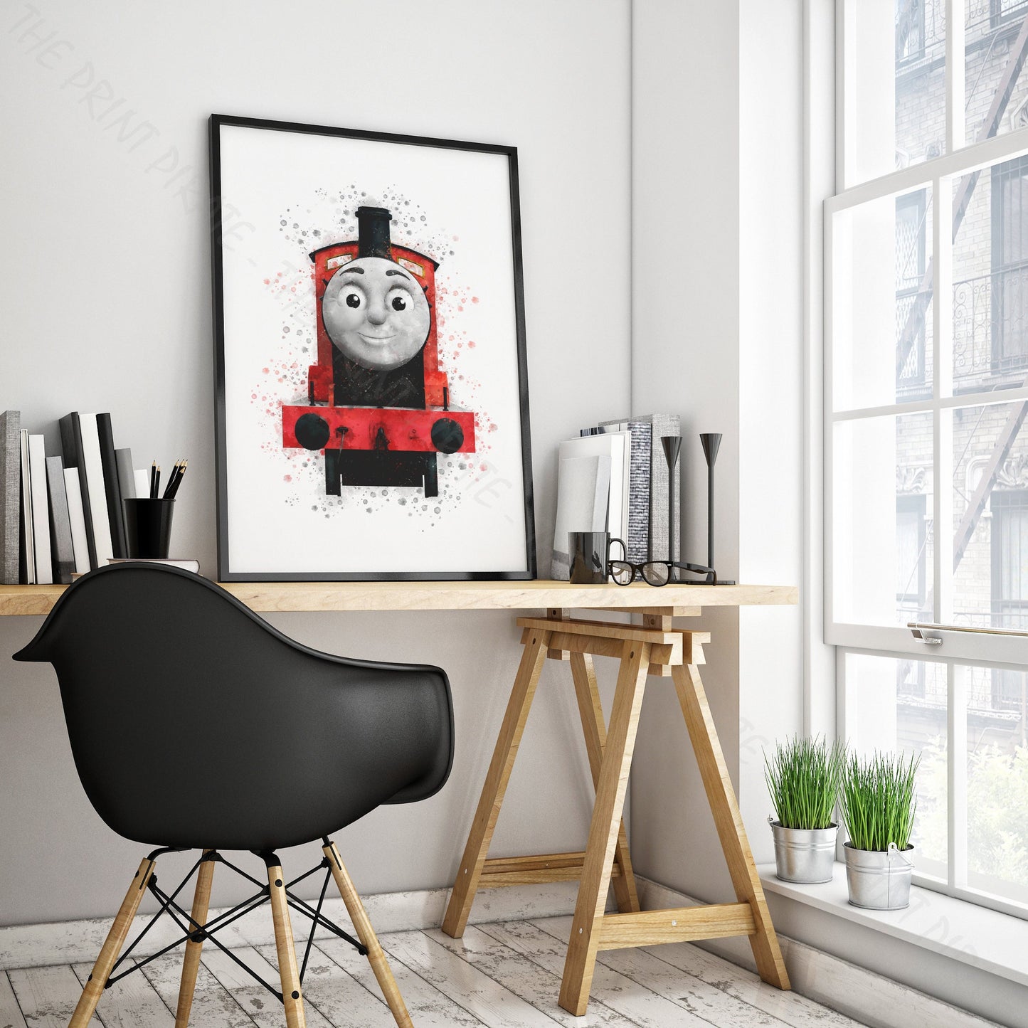 Thomas and Friends 'JAMES' Watercolour Splash Wall Art Print