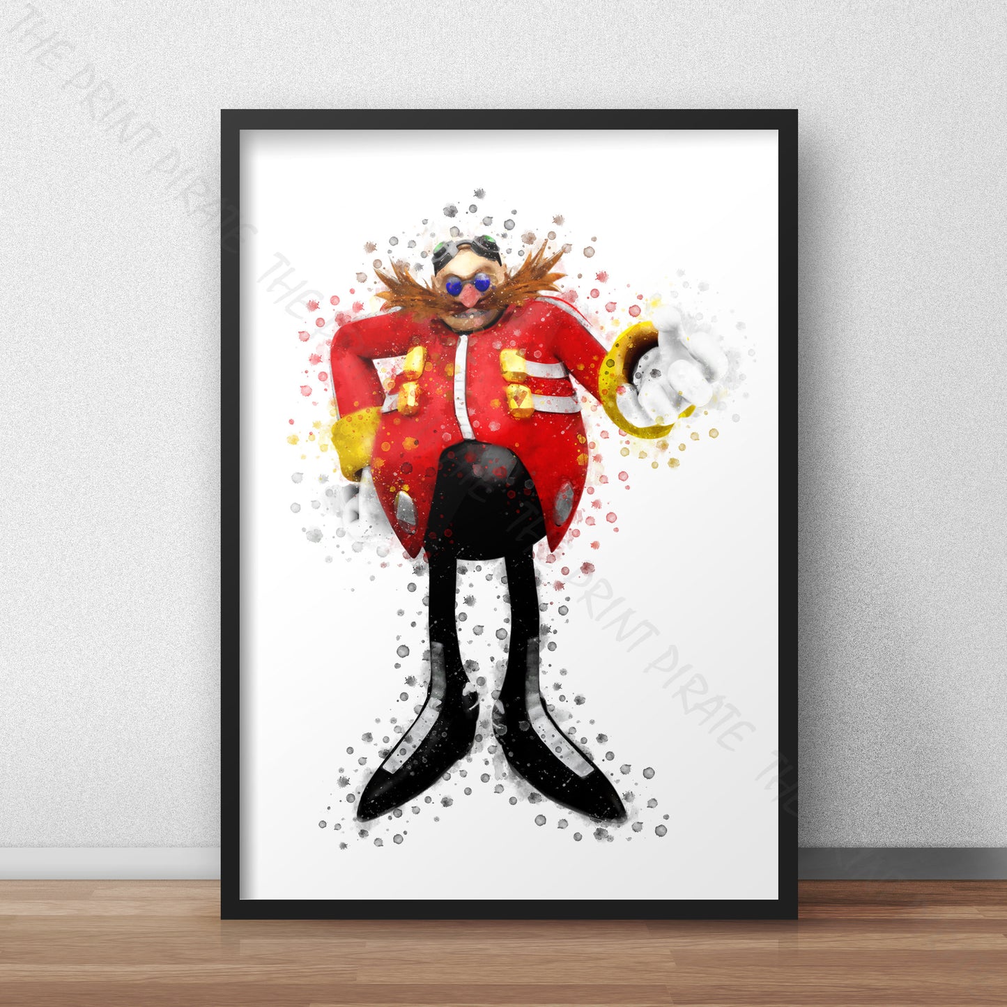 Gaming 'DR ROBOTNIK / EGGMAN' Sonic Watercolour Splash Wall Art Print