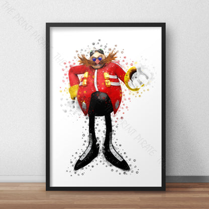 Gaming 'DR ROBOTNIK / EGGMAN' Sonic Watercolour Splash Wall Art Print