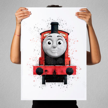 Thomas and Friends 'JAMES' Watercolour Splash Wall Art Print