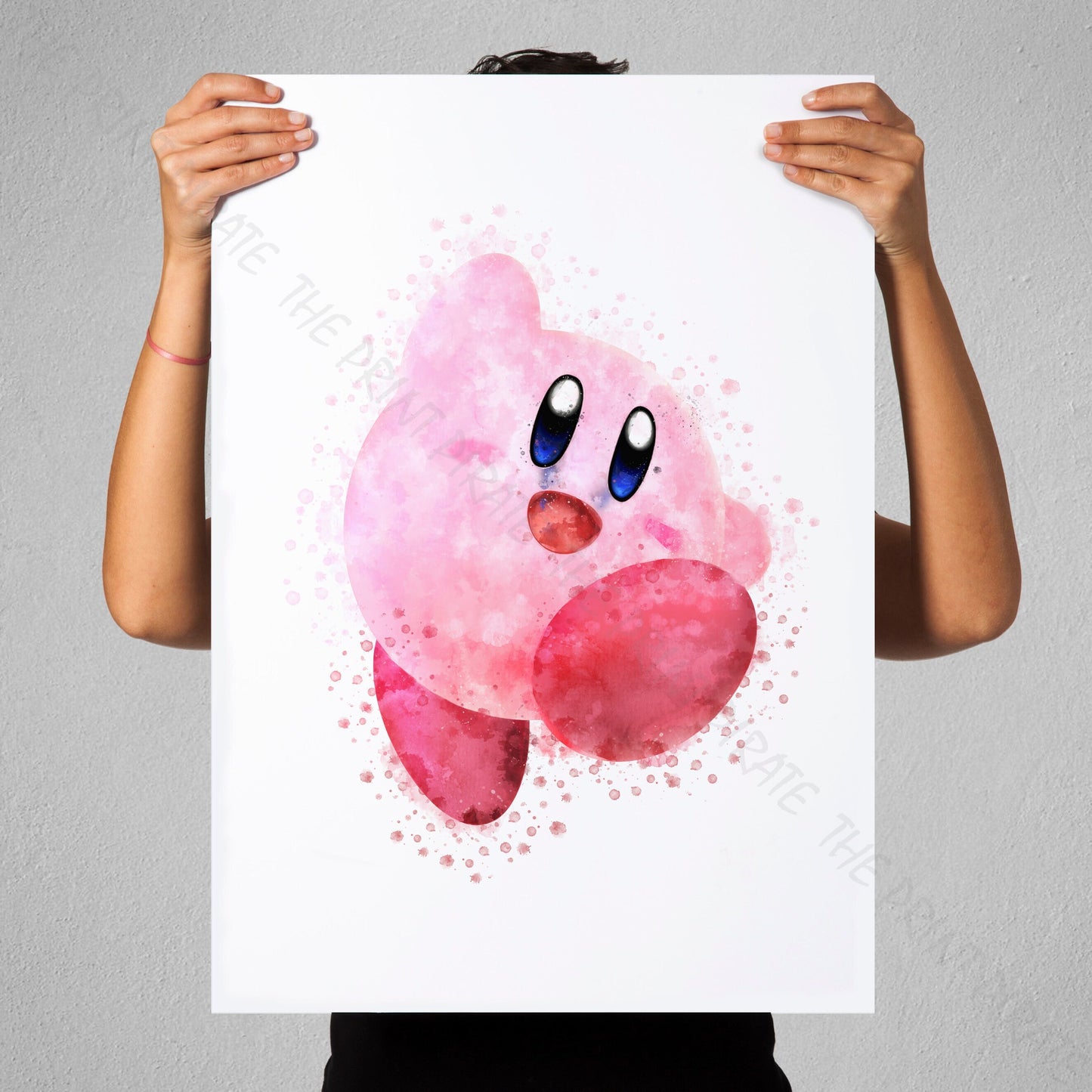 Gaming 'KIRBY' character Watercolour Splash Wall Art Print