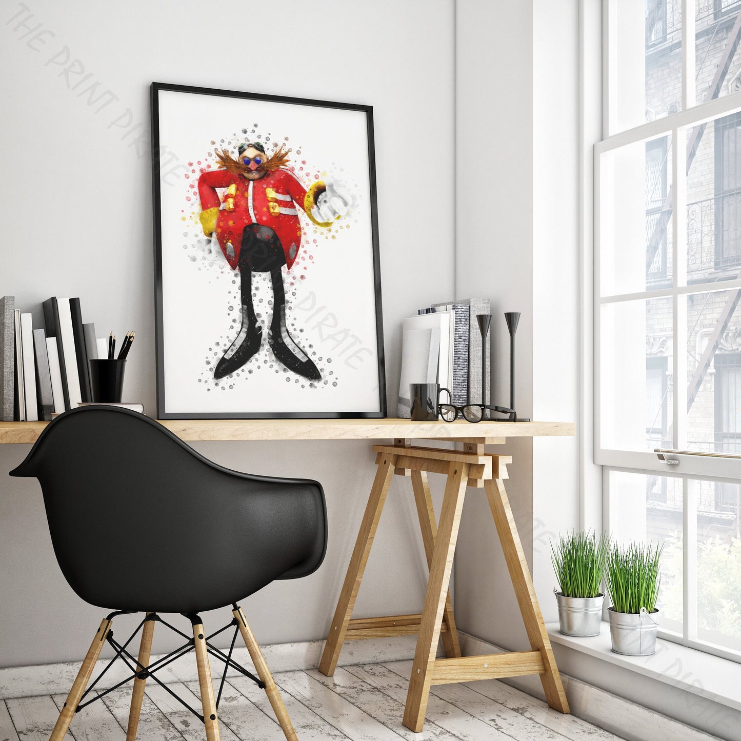 Gaming 'DR ROBOTNIK / EGGMAN' Sonic Watercolour Splash Wall Art Print