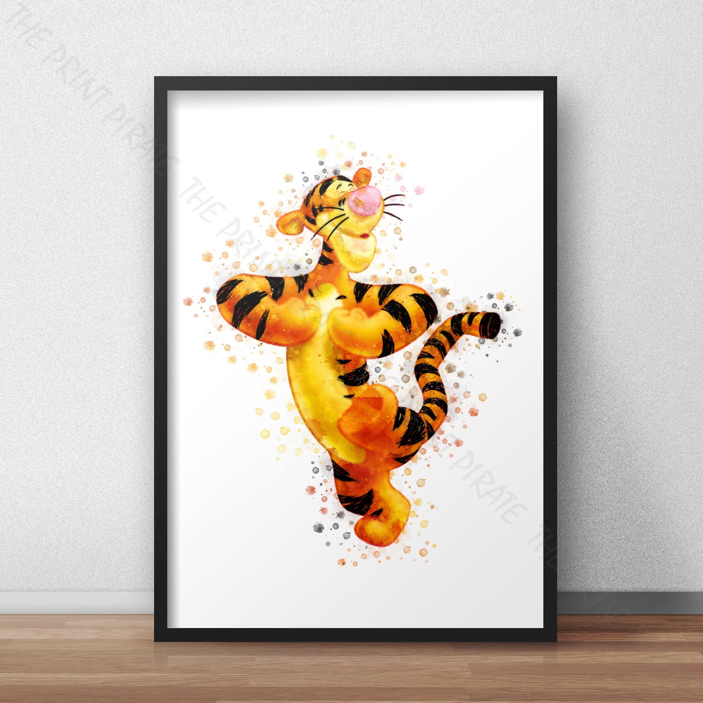 Disney 'TIGGER' Winnie the Pooh Watercolour Splash Wall Art Print