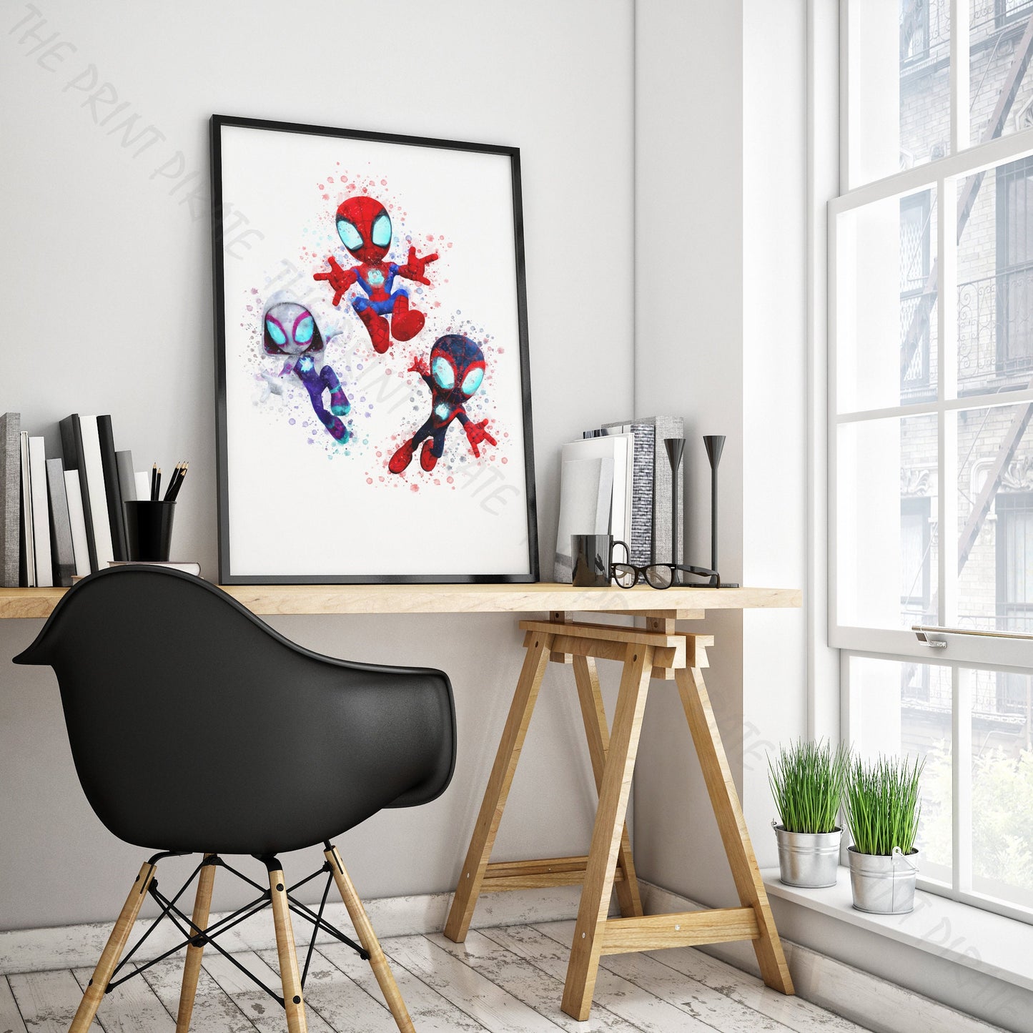 Superhero 'SPIDERMAN AND HIS AMAZING FRIENDS' Marvel Watercolour Splash Wall Art Print