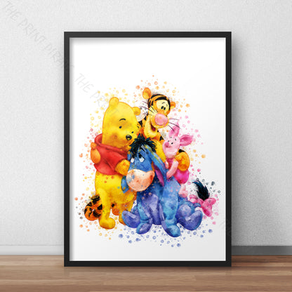 Disney 'WINNIE THE POOH FRIENDS' Winnie the Pooh Watercolour Splash Wall Art Print