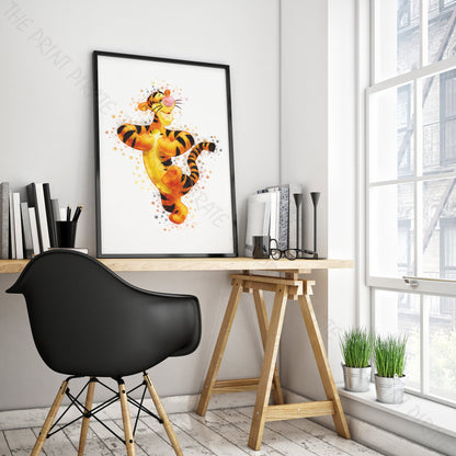 Disney 'TIGGER' Winnie the Pooh Watercolour Splash Wall Art Print