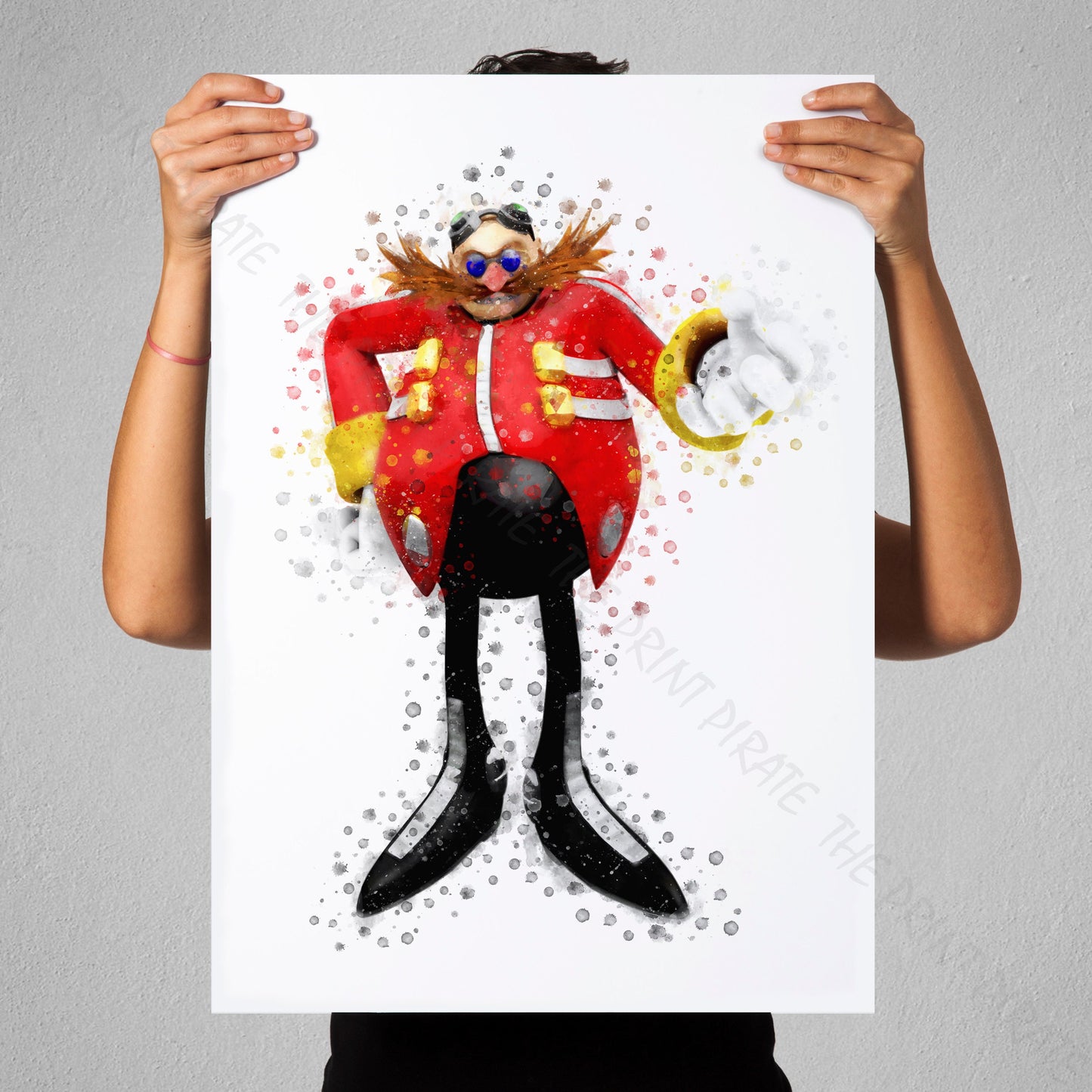 Gaming 'DR ROBOTNIK / EGGMAN' Sonic Watercolour Splash Wall Art Print