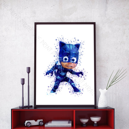 PJ Masks 'CATBOY - CONNOR' Watercolour Splash Wall Art Print