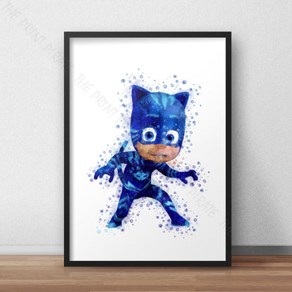 PJ Masks 'CATBOY - CONNOR' Watercolour Splash Wall Art Print