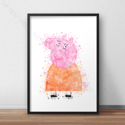 Peppa Pig 'MUMMY PIG' Watercolour Splash Wall Art Print