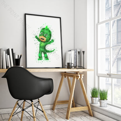 PJ Masks 'GEKKO - GREG' Watercolour Splash Wall Art Print