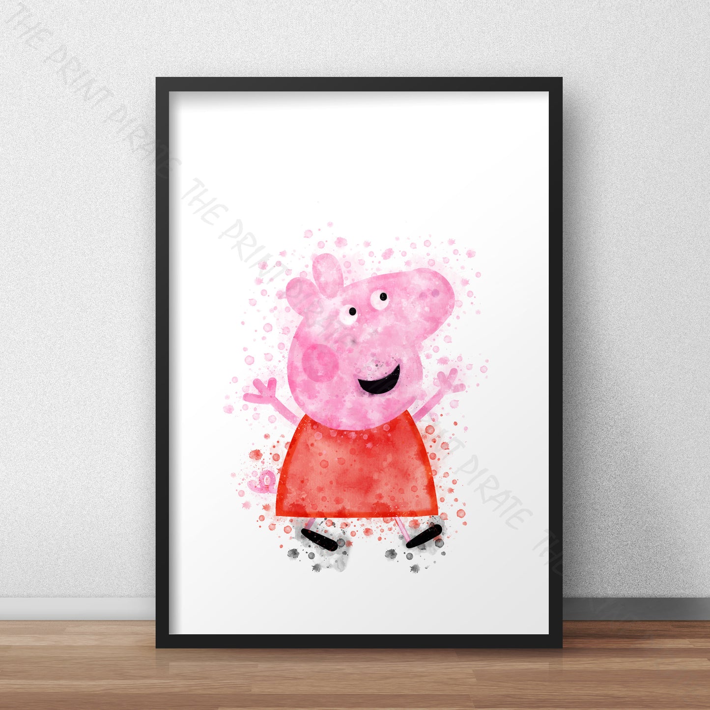 Peppa Pig 'PEPPA' Watercolour Splash Wall Art Print