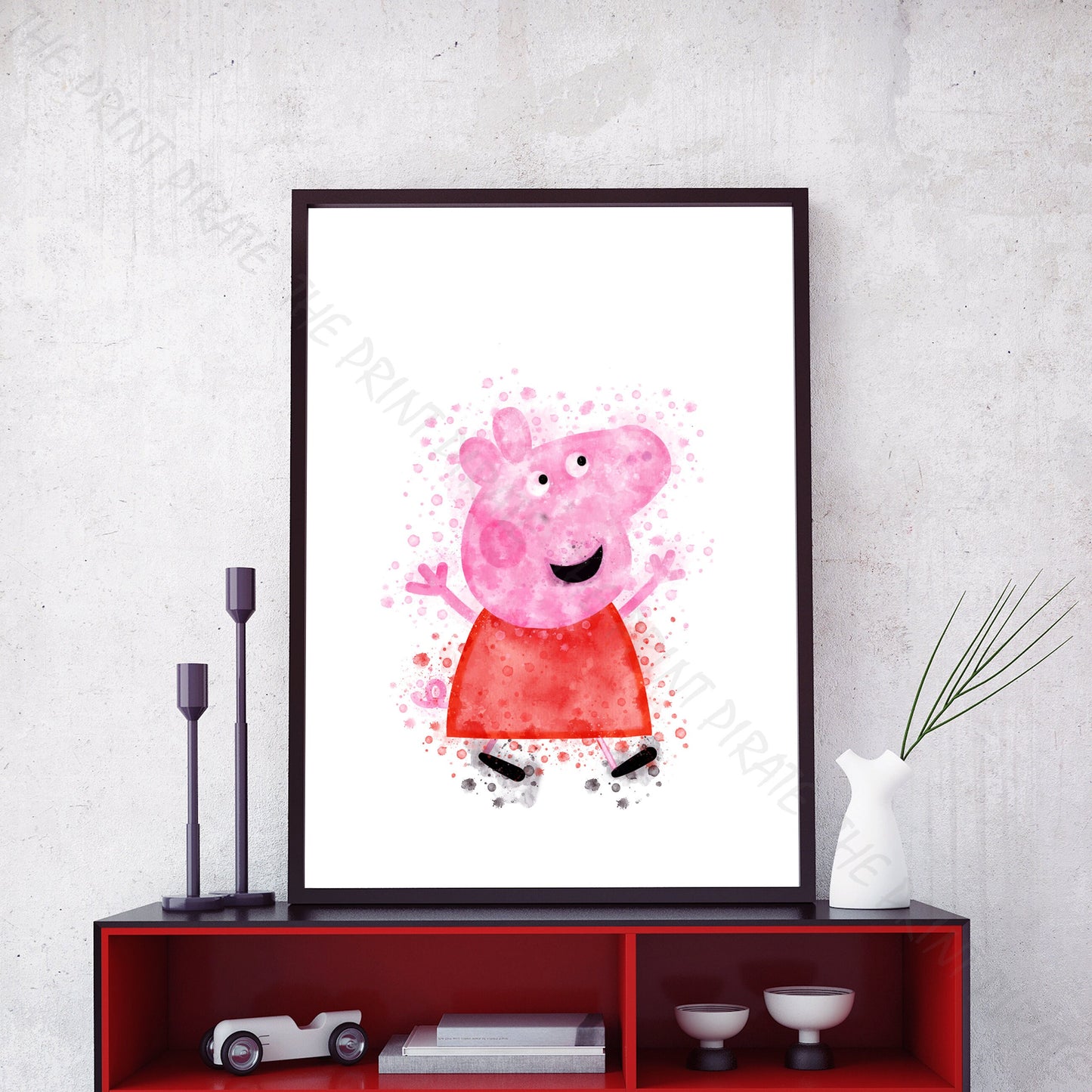 Peppa Pig 'PEPPA' Watercolour Splash Wall Art Print