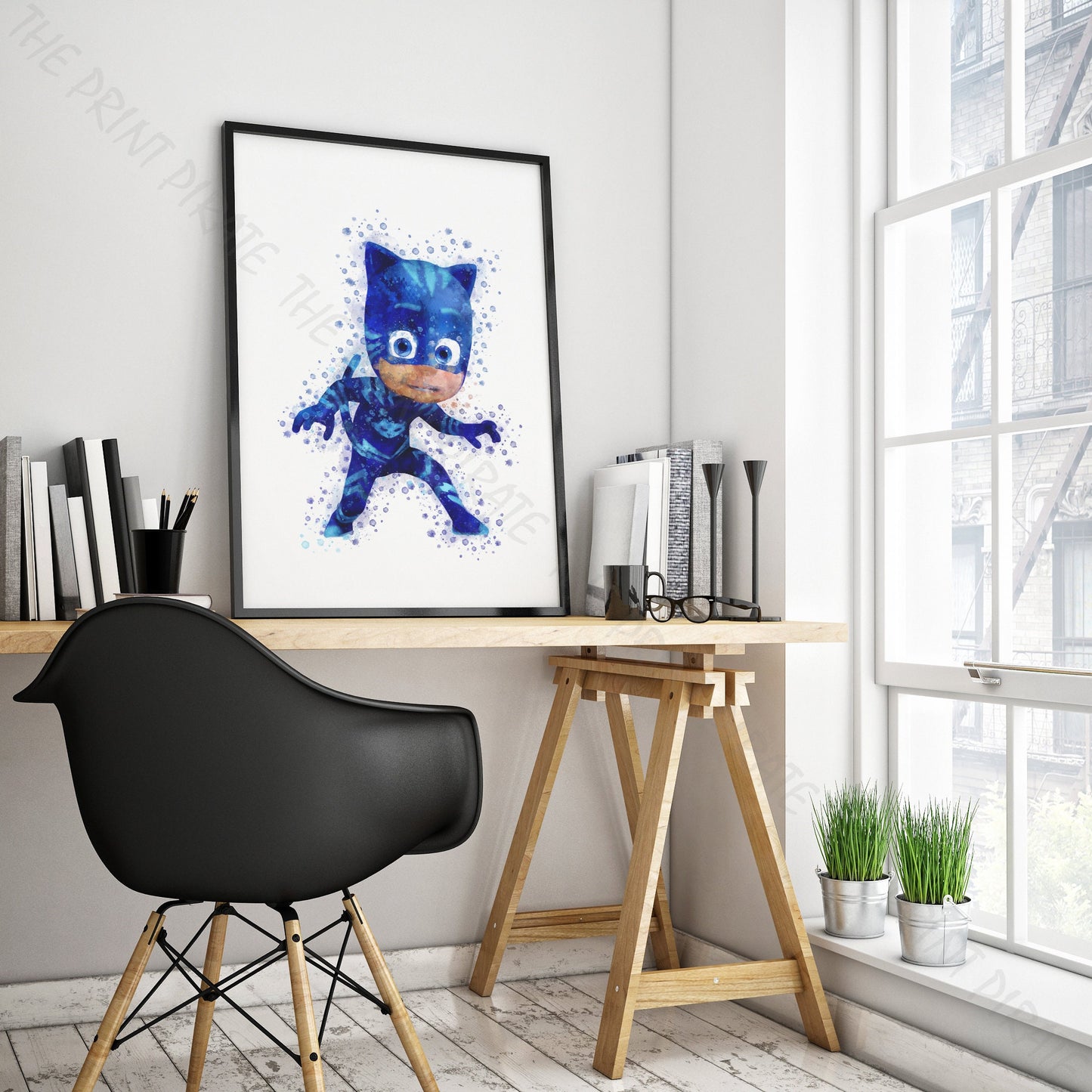 PJ Masks 'CATBOY - CONNOR' Watercolour Splash Wall Art Print