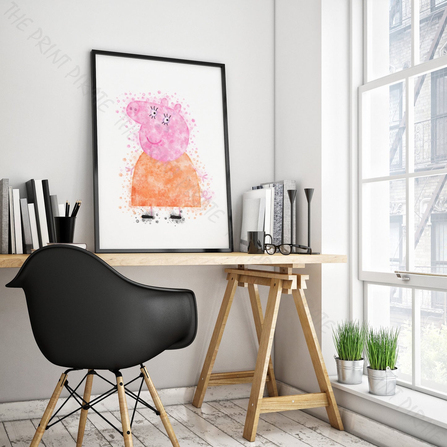 Peppa Pig 'MUMMY PIG' Watercolour Splash Wall Art Print