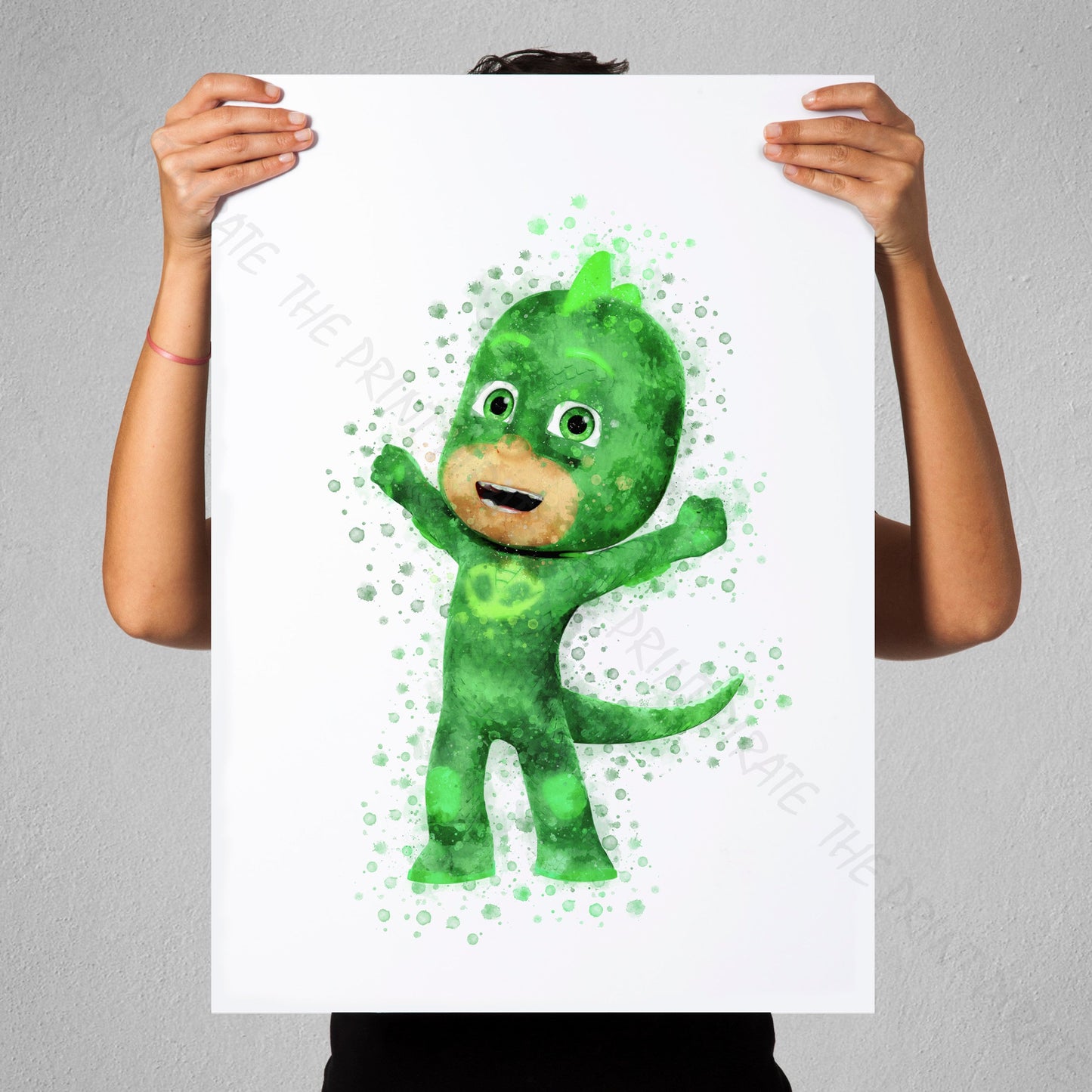 PJ Masks 'GEKKO - GREG' Watercolour Splash Wall Art Print