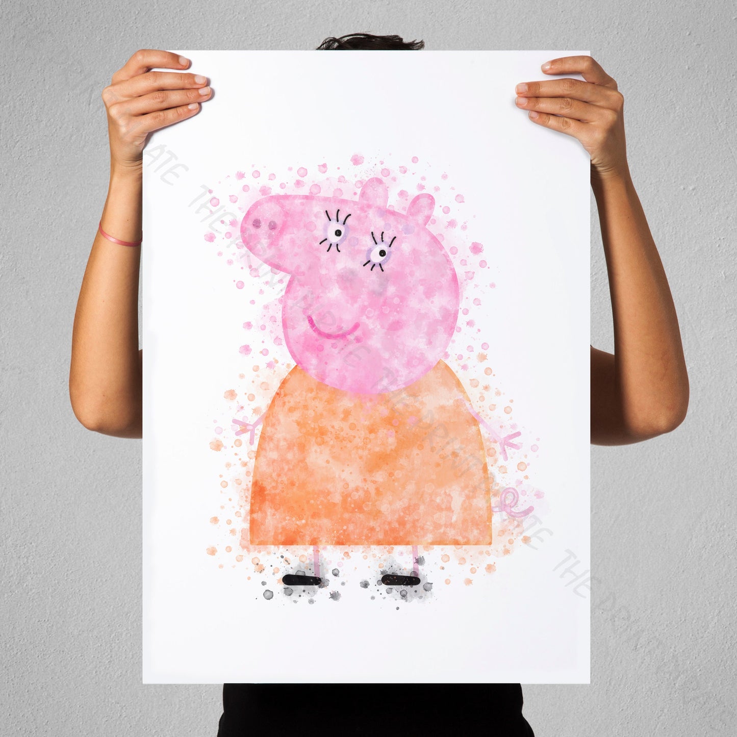 Peppa Pig 'MUMMY PIG' Watercolour Splash Wall Art Print