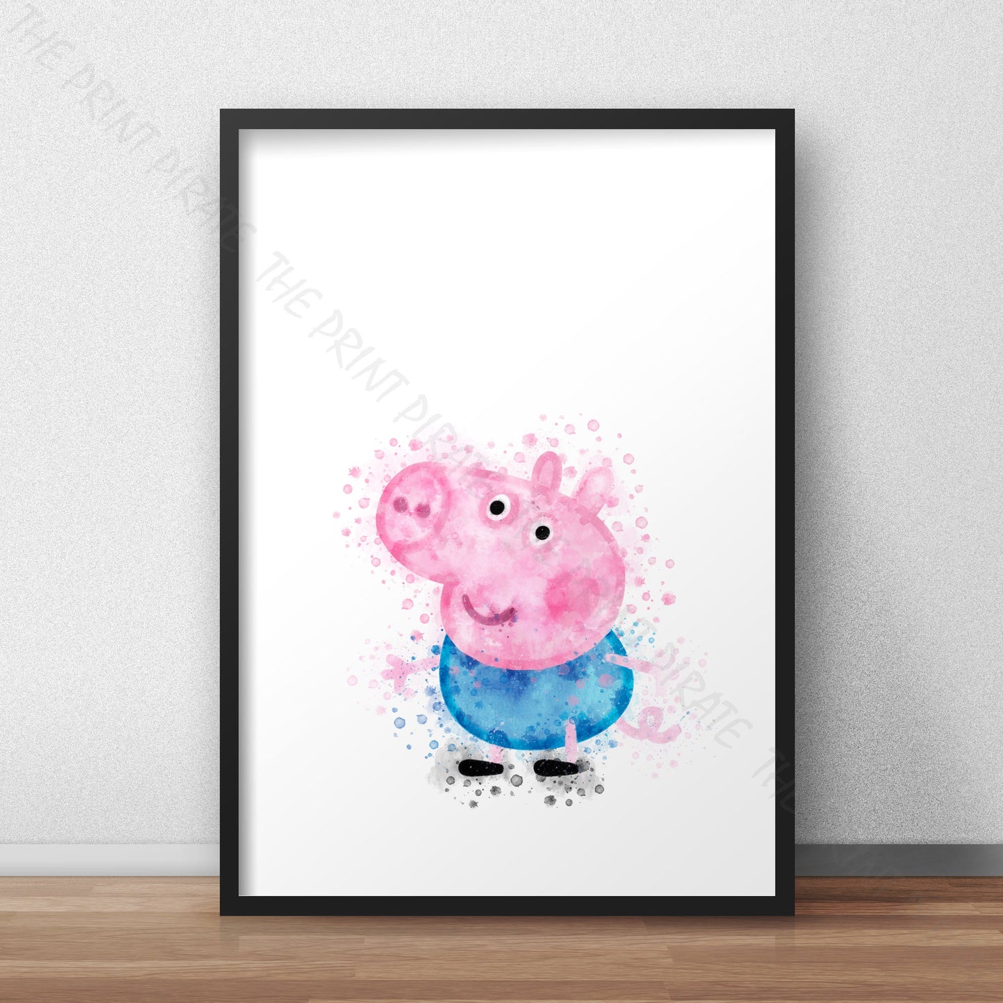 Peppa Pig 'GEORGE PIG' Watercolour Splash Wall Art Print