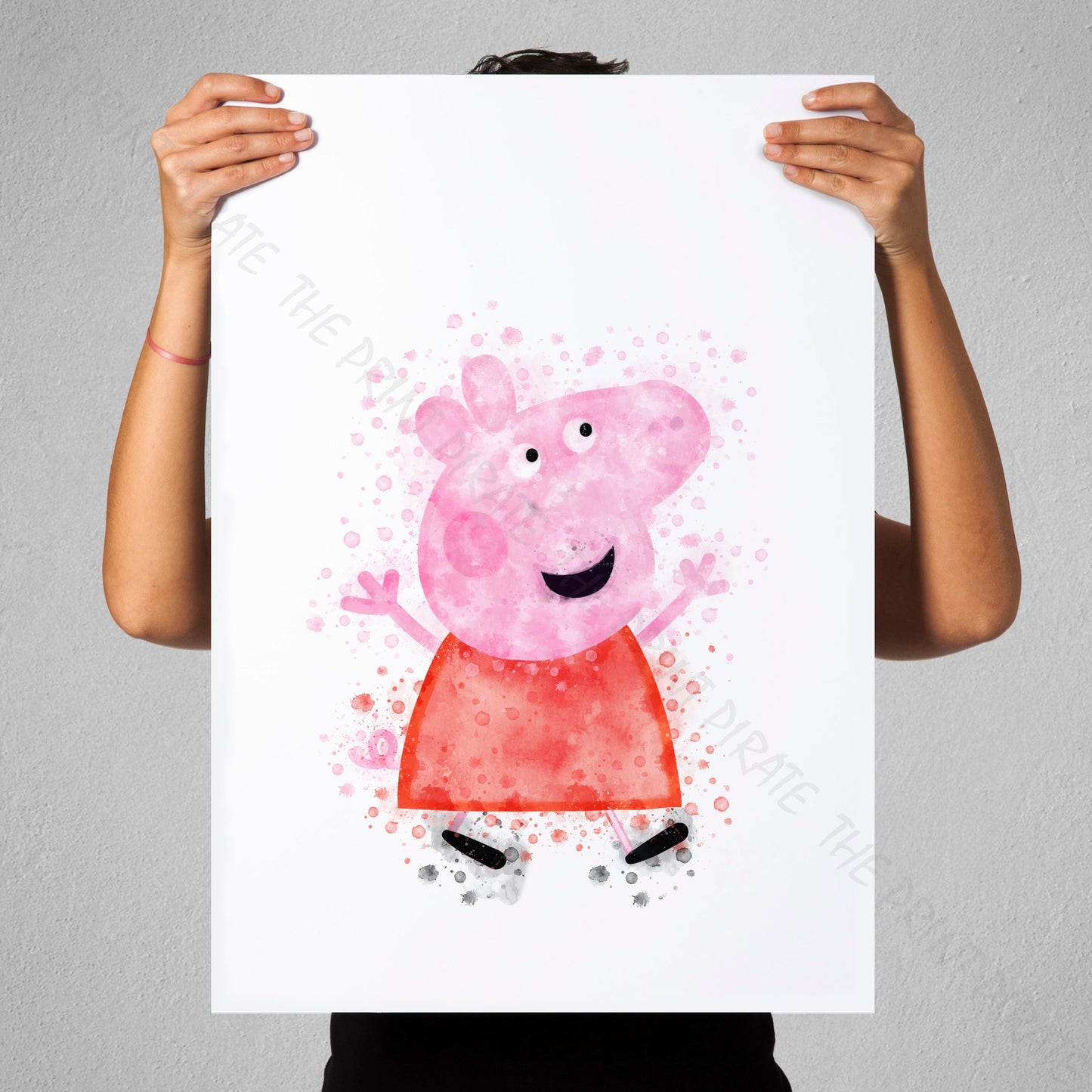 Peppa Pig 'PEPPA' Watercolour Splash Wall Art Print