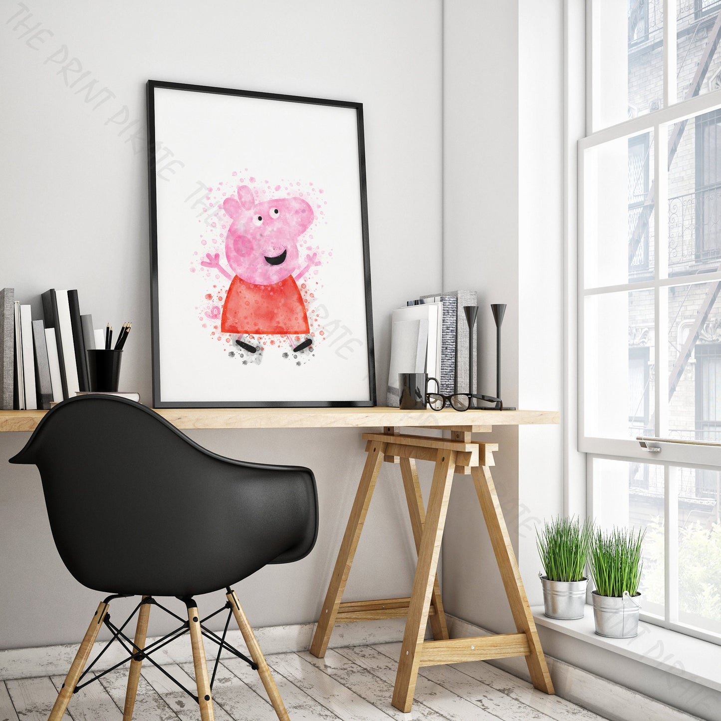 Peppa Pig 'PEPPA' Watercolour Splash Wall Art Print