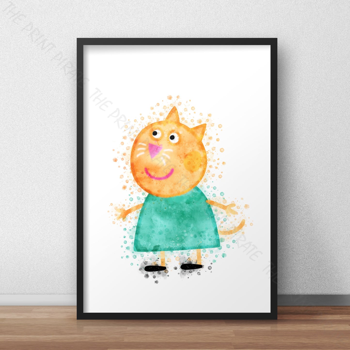 Peppa Pig 'CANDY CAT' Watercolour Splash Wall Art Print