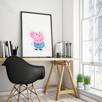 Peppa Pig 'GEORGE PIG' Watercolour Splash Wall Art Print