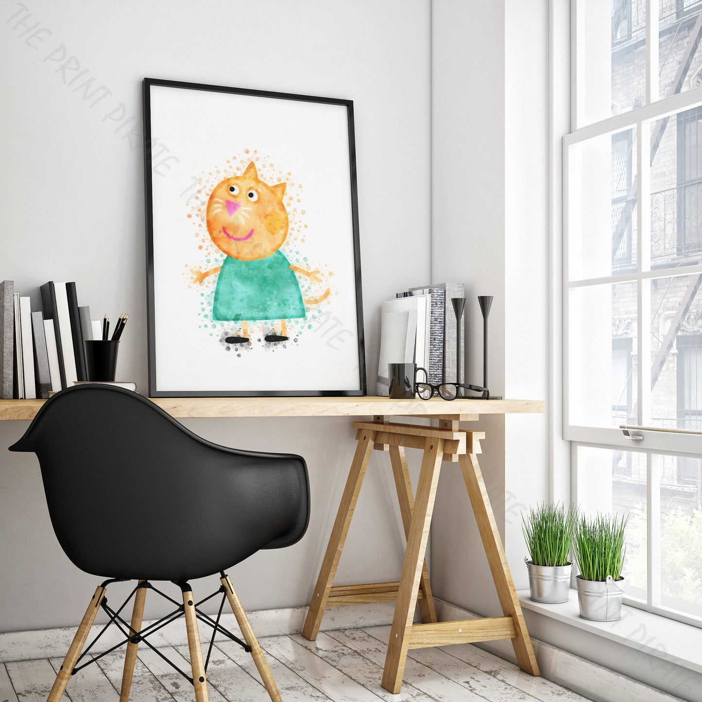 Peppa Pig 'CANDY CAT' Watercolour Splash Wall Art Print