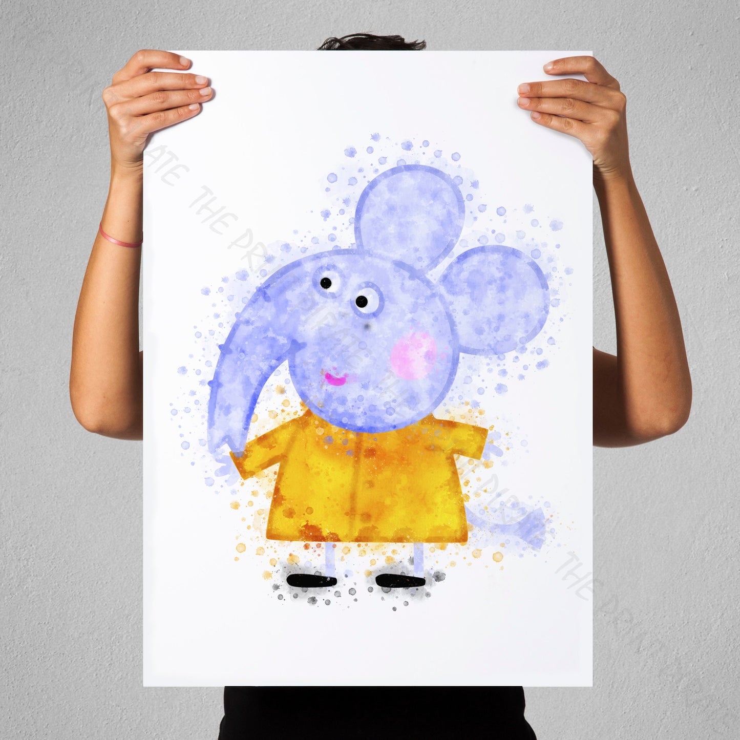 Peppa Pig 'EMILY ELEPHANT' Watercolour Splash Wall Art Print