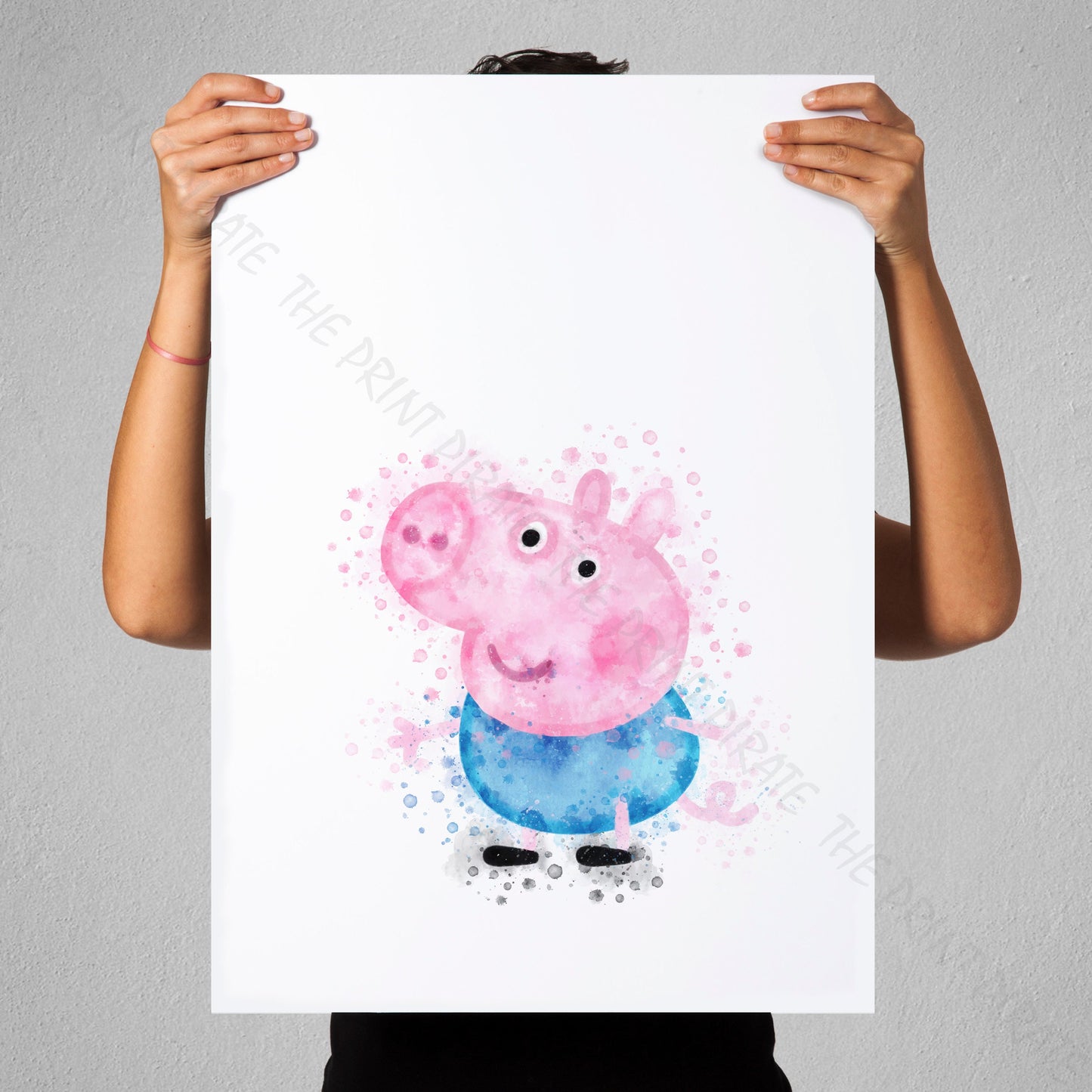 Peppa Pig 'GEORGE PIG' Watercolour Splash Wall Art Print