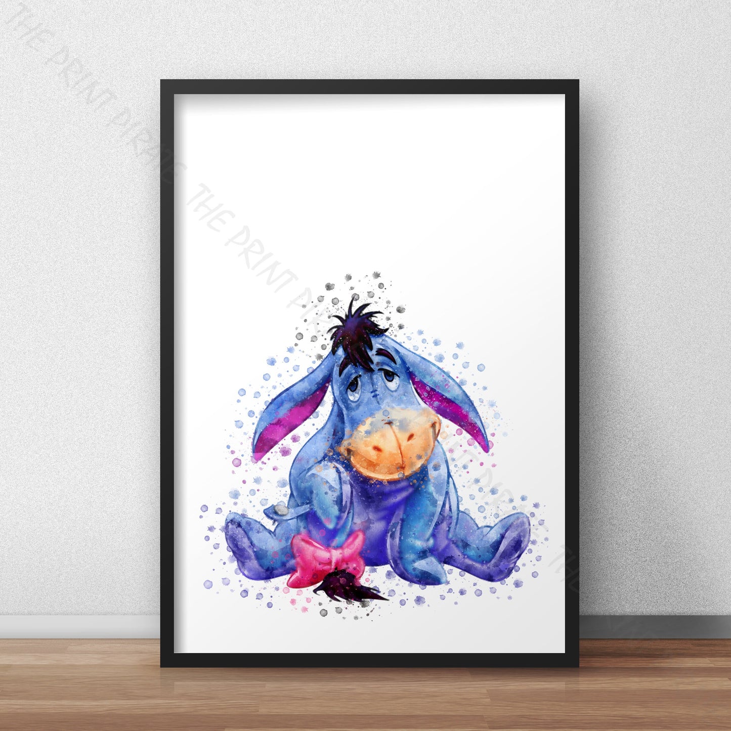 Disney 'EEYORE' Winnie the Pooh Watercolour Splash Wall Art Print