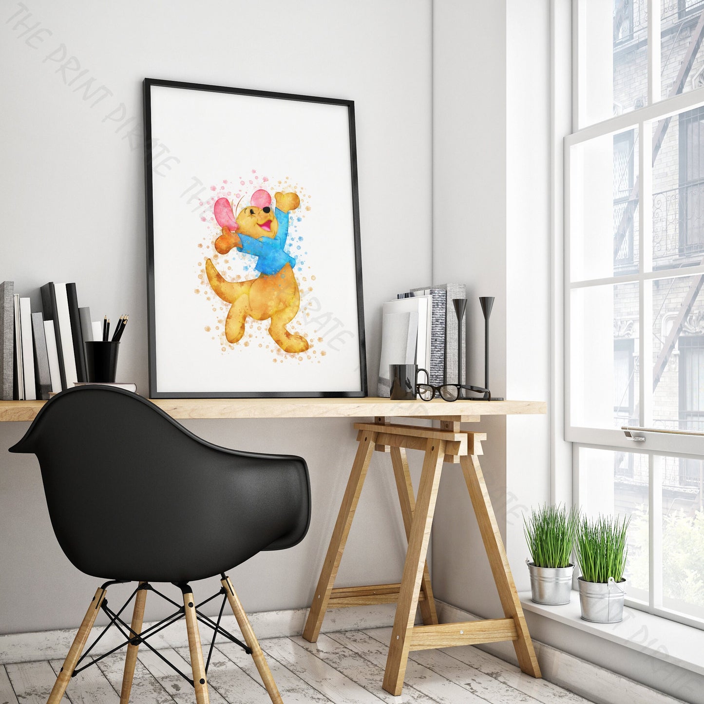 Disney 'ROO' Winnie the Pooh Watercolour Splash Wall Art Print