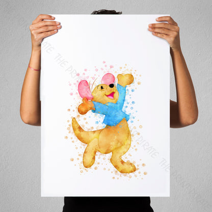 Disney 'ROO' Winnie the Pooh Watercolour Splash Wall Art Print