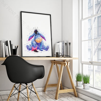 Disney 'EEYORE' Winnie the Pooh Watercolour Splash Wall Art Print