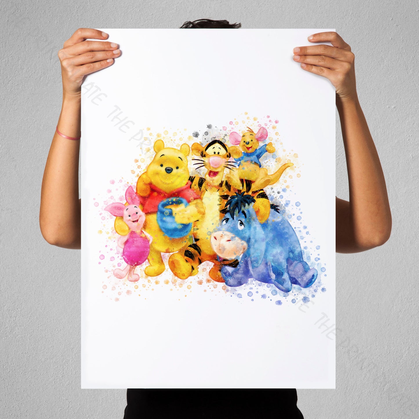 Disney 'WINNIE THE POOH GROUP' Winnie the Pooh Watercolour Splash Wall Art Print